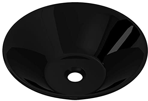 vidaXL Lavabo de Baño Redondo sobre Encimera Cerámica Negro Lavamanos de Aseo