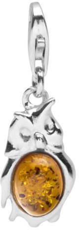 InCollections Damen-Charm-Anhänger 925/000 Sterlingsilber mit Bernstein, Eule 0020200110890