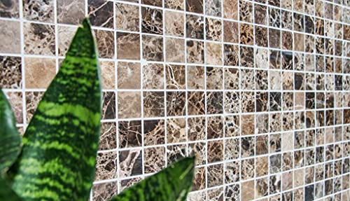 Mosaik Quadrat Impala braun poliert Marmor Naturstein Küche, Mosaikstein Format: 32x32x8 mm, Mattengröße: 305x305 mm, 1 Matte