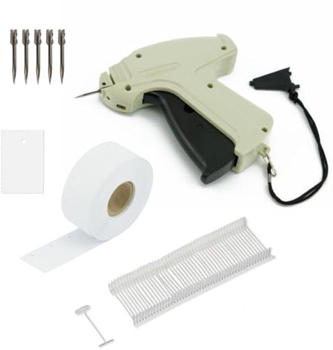 Pokornys - Etikettierpistole Arrow 9S Standard - im Set mit 5 Ersatznadeln & 1.000 Heftfäden Standard 40mm & 1.000 Kartonetiketten 30x45mm I Etikettiergerät zur Befestigung von Etiketten an Textilien