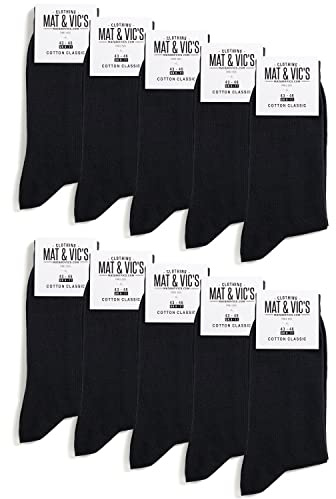 Mat & Vic's Chaussettes Homme, 5 ou 10 paires, 35-38, 39-42, 43-46, 47-50 | Chaussettes Femme, mi-mollet coupe classique, Certifiées OEKO-TEX 100, Fabriquées en Europe (Turquie)