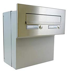 Edelstahl Mauerdurchwurf Briefkasten mit 2 Klingeltaster - F-04