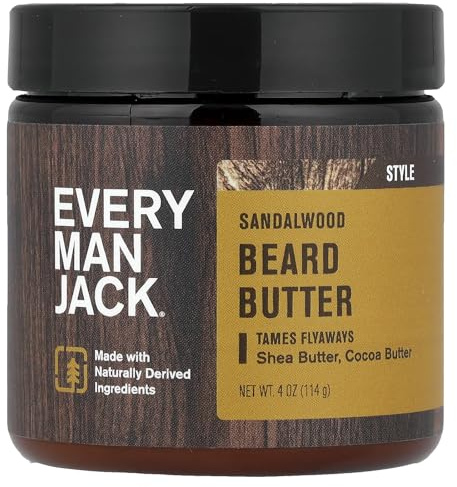 Every Man Jack Beard Butter - Sandalwood | 120 ml - 1 Jar | Naturally Derived, Parabens-free, Pthalate-free, Dye-free, and Certified Cruelty Free