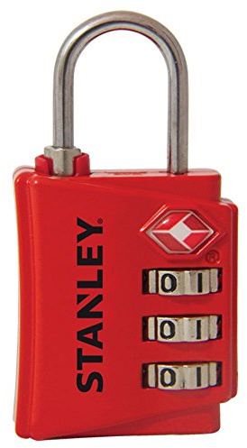STANLEY TravelMax TSA Zahlenschloss 30mm rot Sicherheitsindikator 3-stellig S742-055, Schloss, Bügelschloss