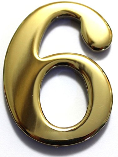 2 Solid Brass Mailbox Number #6 / Better Box Mailboxes Two Inch Tall Numbers with 3M Peel and Stick Auto Grade Adhesive - Clear Coat Sealed Weatherproof BN6