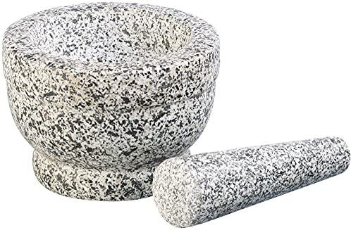 Rosenstein & Söhne Mörser Stein: Robuster Mörser mit Stößel aus natürlichem Granit, Ø 14 cm (Steinmörser, Steinmörser Granit, Pfeffermühle)