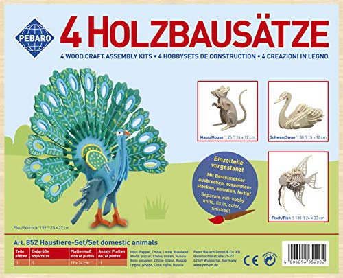 Pebaro 852 träbyggsats 3D-pussel, 4-delat husdjursset