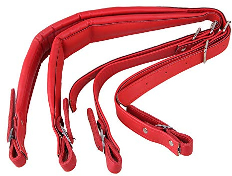 Yibuy Adjustable Accordion Shoulder Strap Set Artificial Leather Red Set of 2