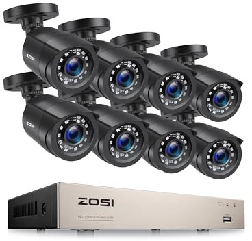 ZOSI 8CH 1080P Full HD Überwachungskamera System ohne Festplatte H.265+ HDMI DVR Recorder mit 8X 2MP Outdoor CCTV Video Kamera Sicherheit Set, Bewegungsalarm