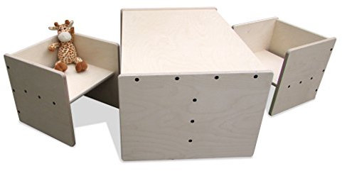 Die Schreiner - Christoph Siegel Eli-Kids MAXI-2Mount - Juego de Mesa y 2 taburetes Reversibles, Color Natural