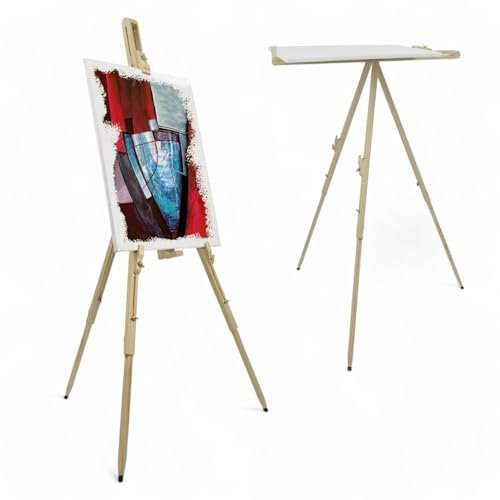 Artina Leichte Feldstaffelei aus Kiefernholz Leinwände bis 100cm Malaga – Tragbare Staffelei Neigungswinkel für waagerechtes Malen & Zeichnen – Dreibein Malstaffelei Holzstaffelei rutschfeste Füße