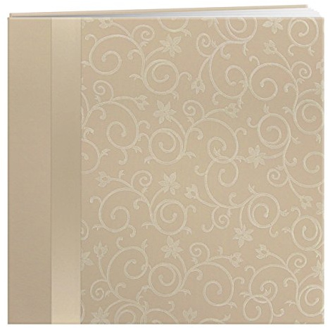 Pioneer Scroll Embroidery Fabric Post Bound Album 12X12, Ivory