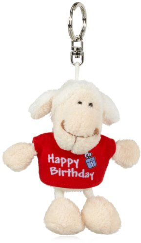 NICI 32322 - Schaf weiß T-Shirt Bean Bag Schlüsselanhänger Happy Birthday rot