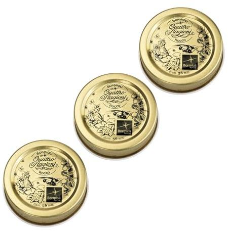 Bormioli Rocco Metal Replacement Lids for Quattro Stagioni Preserving Hermetic, Resealable Sets of 3, 56 mm, Gold