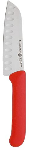 Messermeister Petite Messer Kullenschliff Santoku Cuchillo de Picar, 5 , Acero Inoxidable, Rojo, 12,7 cm