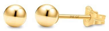 Kezef 14K Gold Filled Ball Stud Earrings for Women - Thick 14K Gold Layer, Hypoallergenic for Sensitive Ears, Round Studs | 4mm