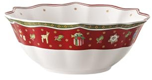 Villeroy & Boch – Toy'S Delight Schale, 19Cm, Für Plätzchen, Weihnachtsgeschirr Aus Porzellan, Weihnachtsmotiv Keramik, Premium Porzellan, Weiß-Rot