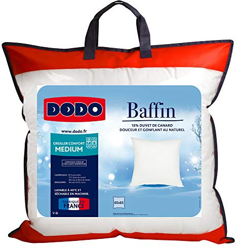 Vente-Unique Oreiller DODO Naturel Duvet 15 % plumes, soutien medium - 65x65 cm - BAFFIN