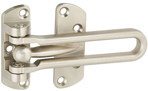 National Hardware N335-984 804 Door Security Guard Satin Nickel Die-Cast Steel Latch for Interior and Exterior Wood Metal Doors with Easy Inside Unlock Mechanism