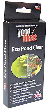 Good Ideas 60 Seconds Eco Pond Clear – Pond Clear Water Treatment – Natural Organic Algae and Weed Remover with Microbes for Ponds, Fountains & Lakes – Safe for Fish and Plants