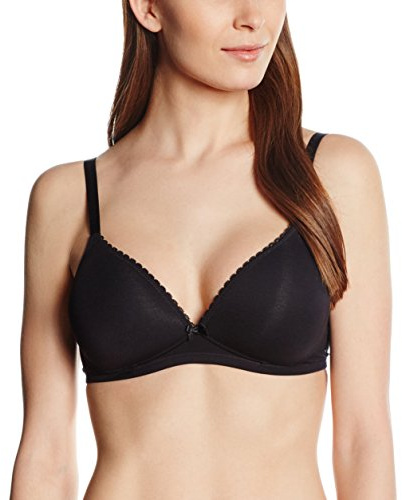 Nur Die Traumweich Bügelloser BH besonders weiche Modal-Faser gepaddete Cups für einen natürlichen Push-Up-Effekt zarte Spitze Damen, schwarz, 85C