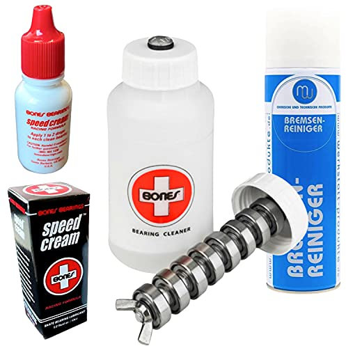 Bones Kugellager Reiniger Öl Speed Cream Pfleg-Set für Longboard,Stunt-Scooter,Skateboards, Rollschuhe,Inliner