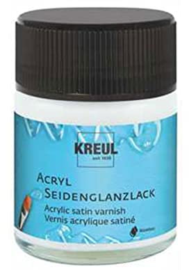 KREUL 79402 - Acryl Seidenglanzlack, seidenglänzend transparent,50 ml Glas, auf Wasserbasis, Schutz- und Überzugslack für durchgetrocknete Aufmalungen, bedingt witterungsbeständig, speichelecht