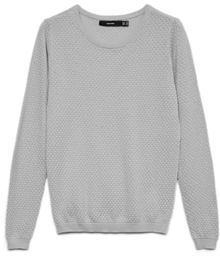 VERO MODA Vmcare Structure Ls O-neck Blouse Noos - Suéter para mujer, color grau (light grey melange), talla 38 (talla fabricante: M)