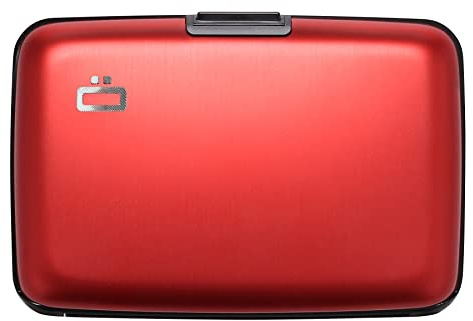 ÖGON -DESIGNS- Porte-Cartes en Aluminium, Protection RFID Contre la fraude et la démagnétisation, Portefeuille Compact, modèle Smart Case Stockholm V1 (Red)