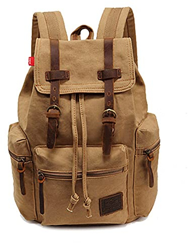 Yimidear® Canvas Rucksack Vintage Rucksack Schulrucksack Retro Rucksack Daypack Backpack Lederrucksack Wanderrucksack Reisetasche Laptoprucksack für Herren Damen Jungen Mädchen