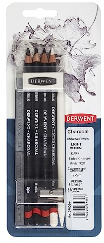 Derwent kolritning samplerpaket med radergummi och pennvässare, professionell kvalitet, 700664, vit, 6 st (paket med 1)