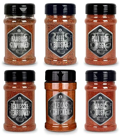 Ankerkraut BBQ Rub Set mit 6 Streuern - das perfekte Set für den Viel-Griller, Grill-Gewürze mit Geschmack & Aroma