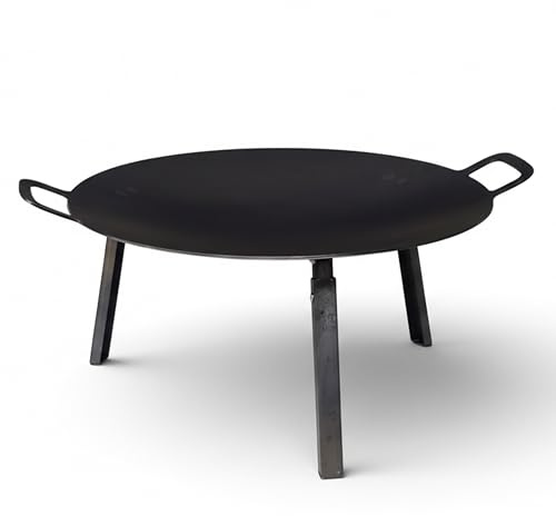 ProTermo 3-in-1 Feuerschale Grillplatte Ø 50 cm, klappbare Füße, 3 mm Stahl, 5 kg, Grillpfanne für Camping Garten Balkon, Lagerfeuer Pfanne