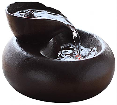DHGTEP Bebedero Gatos Fuente de Cerámica, Comedero de Agua para Gatos de Cerámica, 1.5L, Fuente para Gatos y Perros con Filtros y USB, Tensión de Seguridad de 5V (Color : Black)