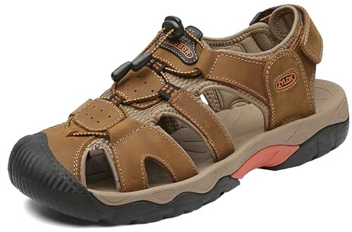 ZYLDK Sports Outdoor Sandals Summer Men's Shoes Trekking Hiking Casual Man | Closed-Toe Leather Walking Touch Lightweight Athletic Trail Easy Slip-On Beach Footwear Comfort & Support