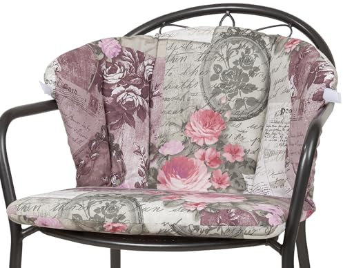 KETTtex 0798 Auflage für Royal Garden MWH Sessel Elegance rosa-grau Blumen Sitzpolster (ohne Stuhl)