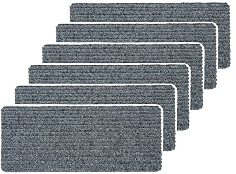 Schmale rutschfeste Fußmatte innen pflegeleicht - Silber 6er Set 25 x 60cm | Langlebige Schmutzfangmatte strapazierfähig Türmatte wasserabweisend Fußabtreter antistatisch Schuhparkplatz schmutzabweisend