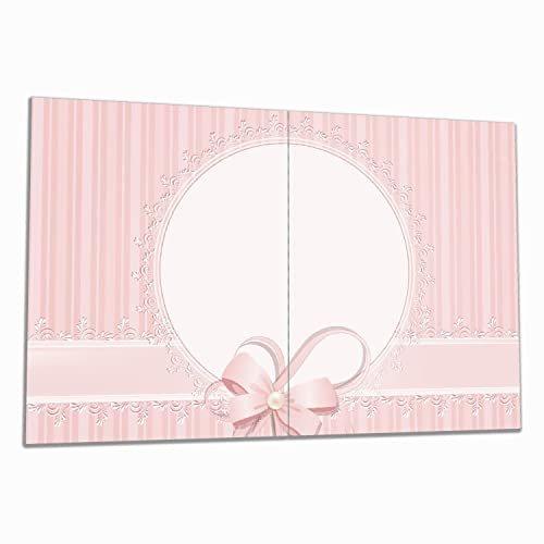 Wallario Herdabdeckplatte/Spritzschutz aus Glas, 2-teilig, 80x52cm, für Ceran- und Induktionsherde, Geschenkkarte, Bänder, Spitzen und Schleifen in rosa