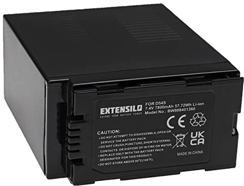 EXTENSILO 1x batteria sostituisce Panasonic CGA-D54, CGA-D54S, CGA-D54SE, CGA-D54SE/1B per videocamera camcorder (7800mAh, 7,4V, Li-Ion)