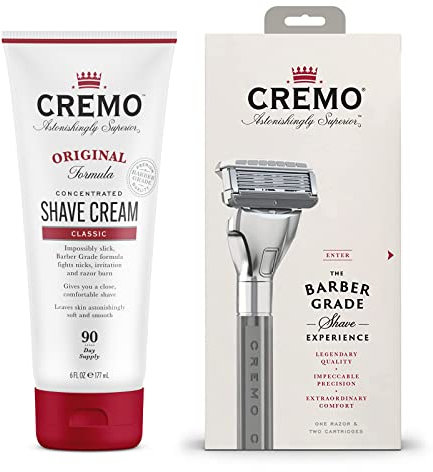 CREMO - Barber Grade Rasierer Für Männer | Extra Nachfüllklinge + Original Rasierschaum Für Männer | Bekämpft Irritationen | 177ml