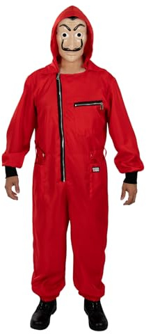Funidelia Disfraz Oficial de la Casa de Papel para hombre y mujer, Incluye mono y máscara, Talla M - L, Ladrón - Traje para adultos para fiestas, Carnaval y Halloween