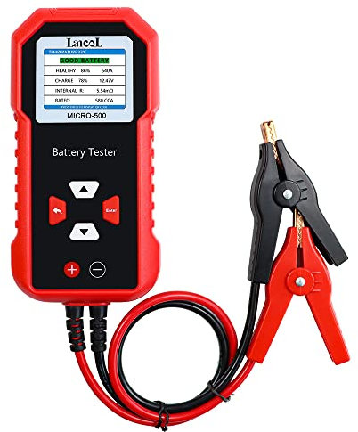 Lancol Micro 500 Car Battery Tester, 12V Lithium Battery Test 40-3000 CCA Cranking System Test Digital Lead Acid Battery Analyzer Automotive Alternator Tester LED Display