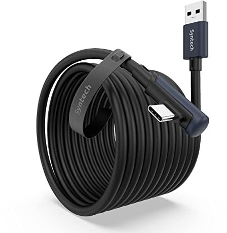 Syntech Cavo Link 6 Metri Compatibile con Meta/Oculus Quest 3S 3/2/Pro und Pico 4/Pro Accessori, Trasferimento Dati PC ad Alta Velocità, Link Cavo USB 3.0 a USB C per Visore VR e PC da Gioco, nero