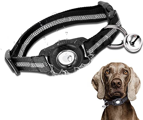ONEONTA Airtag Katzenhalsband - Airtag Hundehalsband - Airtag Hund - Airtag Halsband Katze Reflektierendes Nylon mit Airtag Hülle Wasserdicht und Glocke, Integriertes GPS Tracker Apple Airtag Anhänger