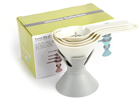 EIOLWJIEO Confezione da 4 imbuti da Cucina plastica Cibo Cereali Imbuto Fluido Lavabile erogazione residui Cottura Cottura Filtro Gadget, Beige