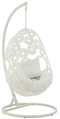 J-Line HÄNGESTUHL+Kissen BULA Metall/Rattan WEIß