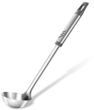 Lebabo Soup Ladle, 2 oz, Stainless Steel, Silver, Modern Style, 13.58 inches, Dishwasher Safe