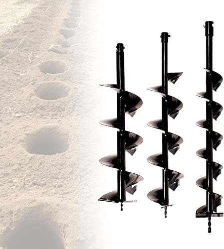 DOONARCES 4'' 6'' 8'' Earth Auger Drill Bits Set, 3pcs Post Hole Digger Bits Planter Drilling Bits for Fence Railing Farm Garden Plant, Black (Drill Bits Only)