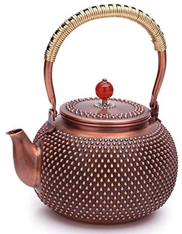 Teapot Tea Kettle 1.4L Pure Copper Teapot Handmade Milk Tea Kettle Red Copper Pot Inner Wall Uncoated Boil Water Pot Retro Health Tea Set Teakettle/Teapots/Tea Pot Present