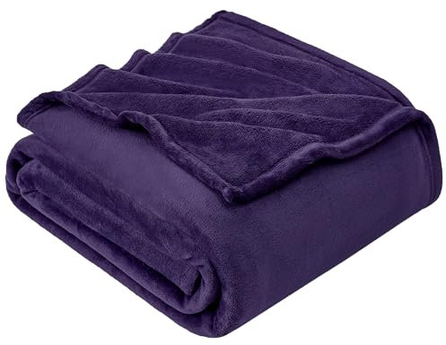 EHEYCIGA Fleece Blanket Throws for Sofas Fluffy Warm Soft Blanket for Bed Settees Armchairs, Fit All Season, Purple, 130x165cm
